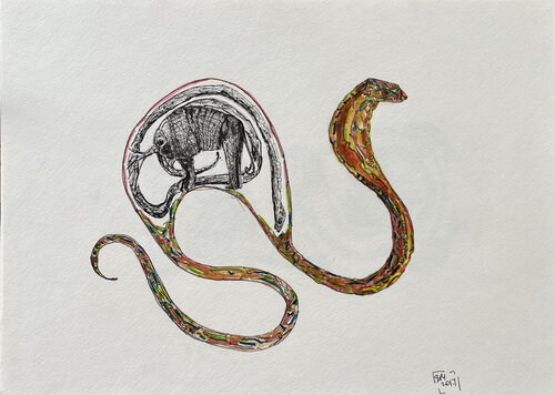 1a1b / In my next life I want to be born - {$M} di Leni Smoragdova, Disegno in vendita su Singulart