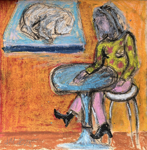 Jh,j, / Back to the Future - {$M} di Leni Smoragdova, Opera su carta in vendita su Singulart