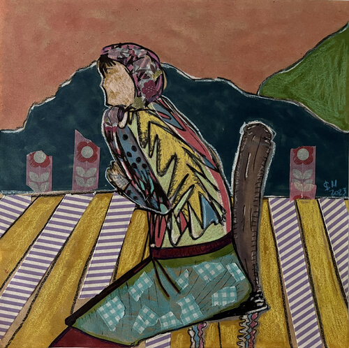 :([e / Back to the Future - {$M} di Leni Smoragdova, Opera su carta in vendita su Singulart