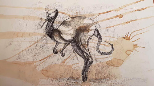 The body in pieces finds its unity in the image of the other: Let's play the Gods van Leni Smoragdova, Tekening te koop op Singulart