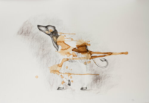 The body in pieces finds its unity in the image of the other: Let's play the Gods van Leni Smoragdova, Tekening te koop op Singulart