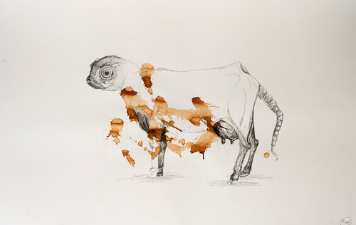 The body in pieces finds its unity in the image of the other: Let's play the Gods van Leni Smoragdova, Tekening te koop op Singulart
