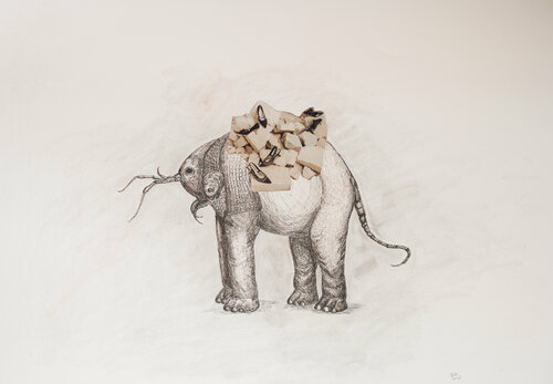 The body in pieces finds its unity in the image of the other: Let's play the Gods van Leni Smoragdova, Tekening te koop op Singulart