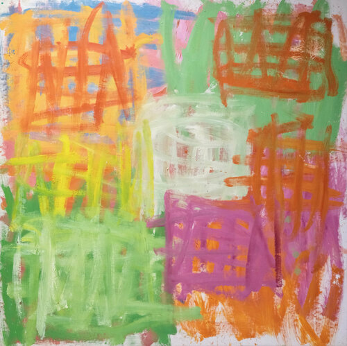 serie "like bees to the honey" 2018 pink and green winds van Jorge Nava, Schilderij te koop op Singulart