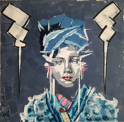 Woman star African. van Erick Artik, Schilderij te koop op Singulart