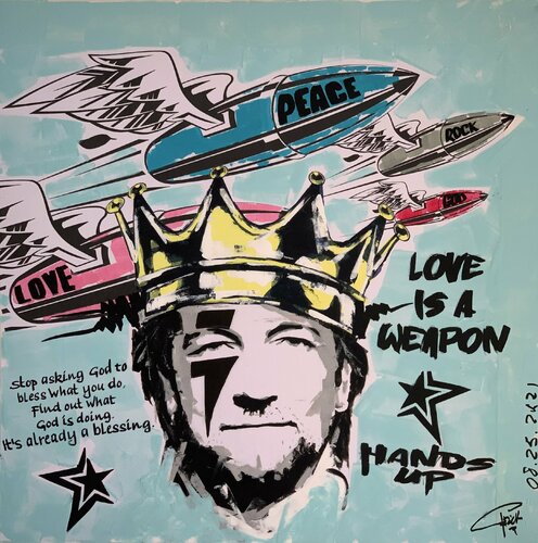 BONO FROM U2, LOVE IS A WEAPON .... HANDS UP !! van Erick Artik, Schilderij te koop op Singulart