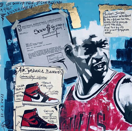 Micheal Jordan 1 banned van Erick Artik, Schilderij te koop op Singulart