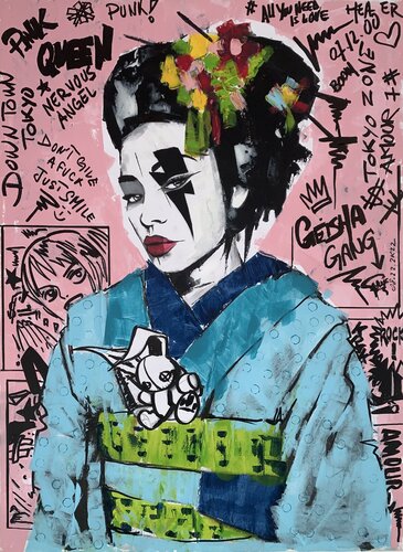 Geisha bunny pink von Erick Artik, Malerei kaufen auf Singulart