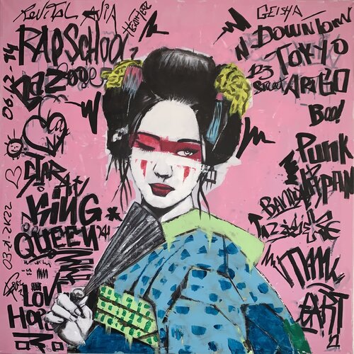 Geisha King Queen van Erick Artik, Schilderij te koop op Singulart