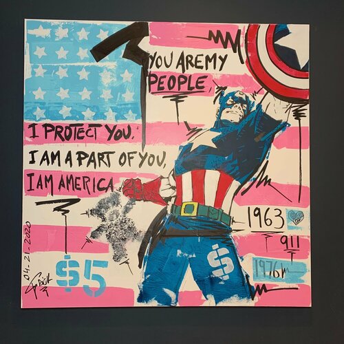 Captain America, Teddy Bear van Erick Artik, Schilderij te koop op Singulart