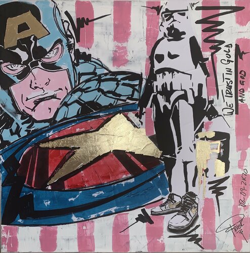 Captain America, YOU ARE MY PEOPLE ! von Erick Artik, Malerei kaufen auf Singulart