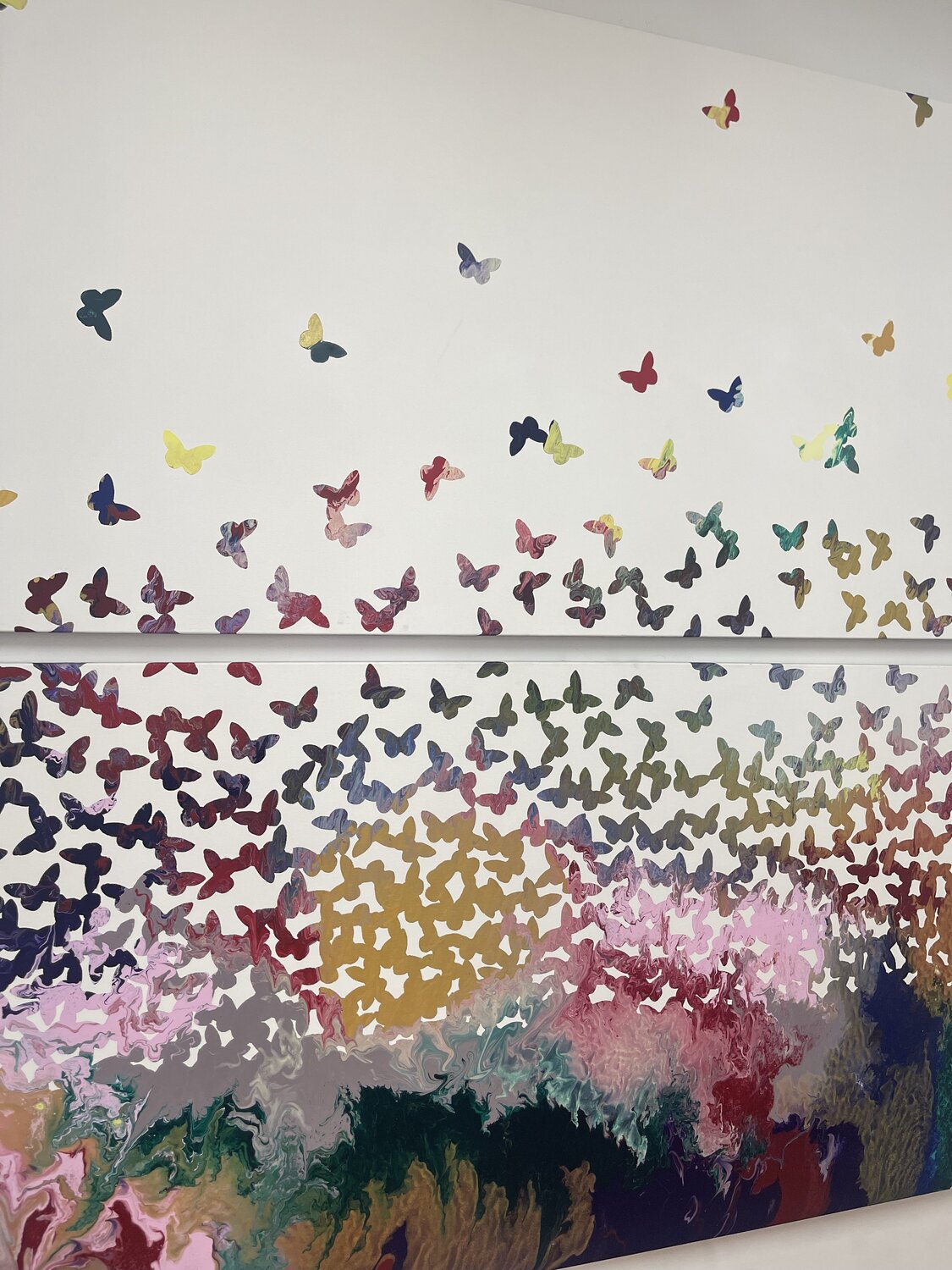 Butterflies Do Fly No 9 (diptych) di Eleni Pratsi (2024): Pittura a Olio su  Tela - Singulart, image size:1125x1500