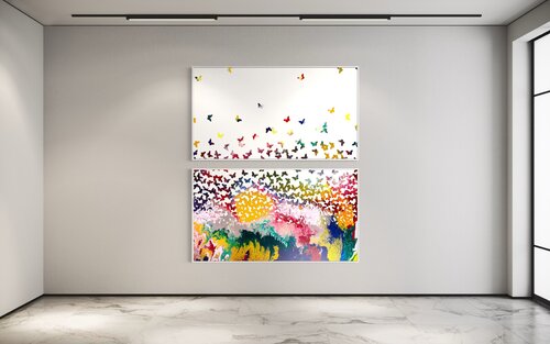 Butterflies Do Fly No 9 (diptych) di Eleni Pratsi, Pittura in vendita su Singulart
