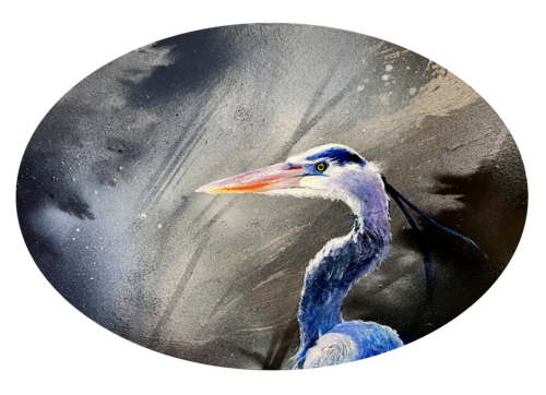 Bird #2 (heron) di Selene's Art, Pittura in vendita su Singulart