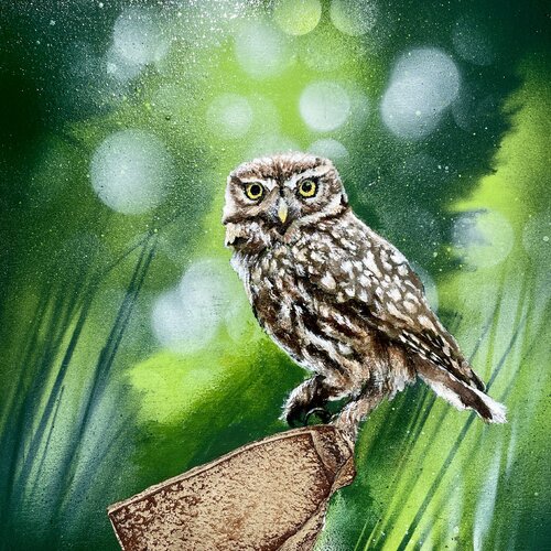 Bird #3 (owl) van Selene's Art, Schilderij te koop op Singulart