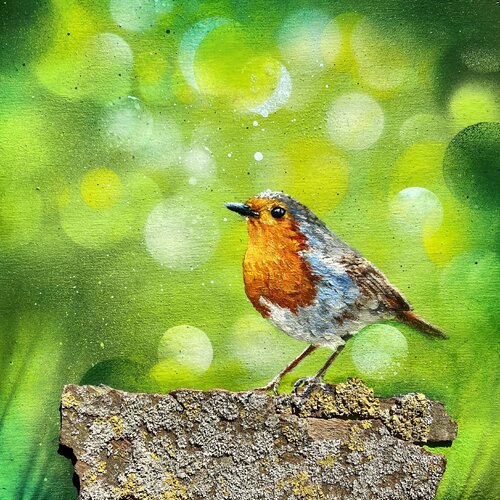 Bird #4 (robin) by Selene's Art, Painting for Sale on Singulart