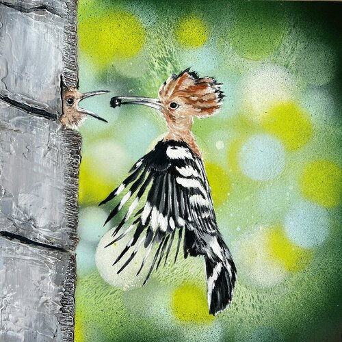 Bird #9 (Eurasian hoopoe) di Selene's Art, Pittura in vendita su Singulart