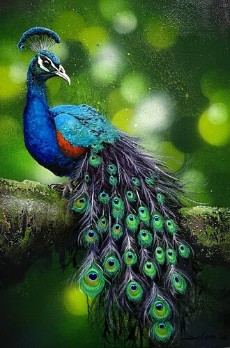 Bird #18 (peacock) di Selene's Art, Pittura in vendita su Singulart