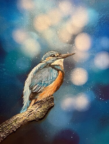Bird #21 (kingfisher) di Selene's Art, Pittura in vendita su Singulart