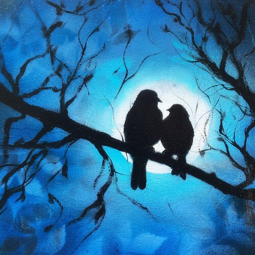 Bird #23 ( duo ) von Selene's Art, Malerei kaufen auf Singulart