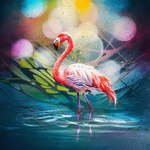 Bird #25 (flamingo) by Selene's Art, Painting for Sale on Singulart