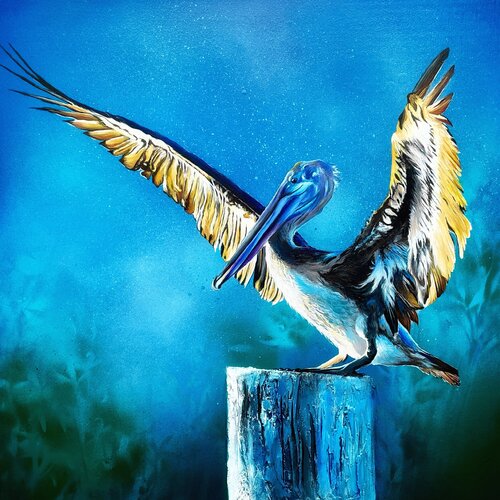 Bird #26 (pelican) di Selene's Art, Pittura in vendita su Singulart