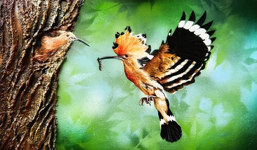 Bird #30 (Eurasian hoopoe) di Selene's Art, Pittura in vendita su Singulart