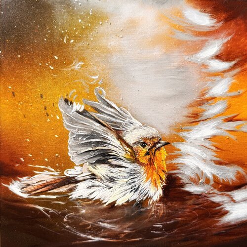 Bird #31 (robin) by Selene's Art, Painting for Sale on Singulart