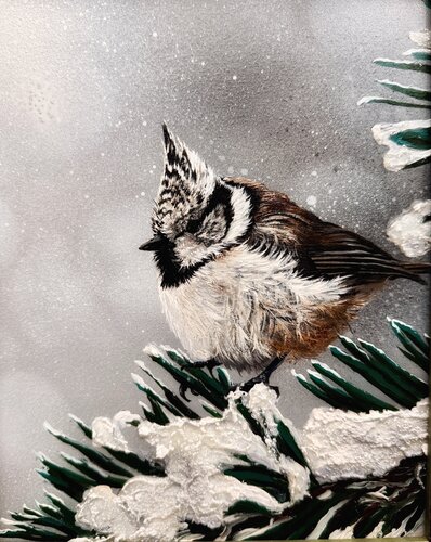 Bird #34 (crested tit) by Selene's Art, Painting for Sale on Singulart