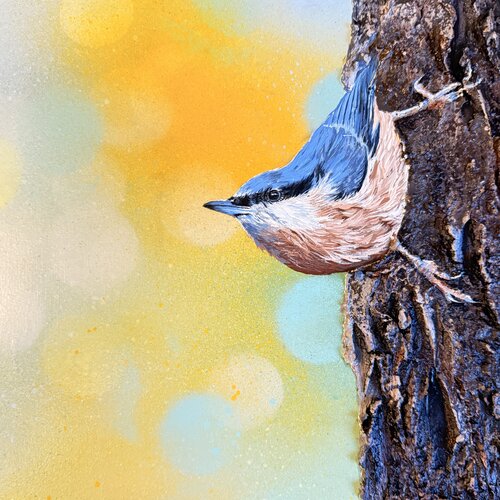 Bird #36 (nuthatch) de Selene's Art, Pintura a la venta en Singulart