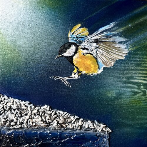 Bird #39 ( great tit) by Selene's Art, Painting for Sale on Singulart