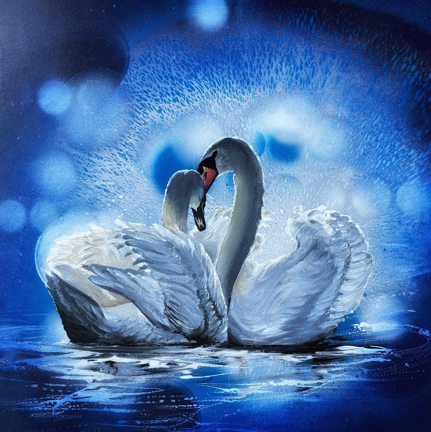 Bird #11 ( 2 swans) by Selene's Art (2023) : Painting Acrylic