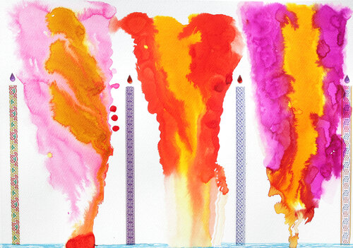 El Interno, Fuego Irradiante, Fuego Esencial di Arturo Prins, Opera su carta in vendita su Singulart