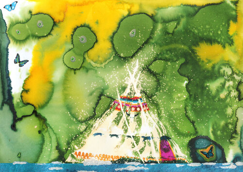 Wizard's teepee di Arturo Prins, Opera su carta in vendita su Singulart