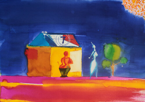 El pintor cineasta y la modelo mendocina di Arturo Prins, Pittura in vendita su Singulart