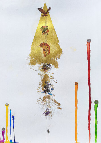 Las 7 conductas humanas van Arturo Prins, Schilderij te koop op Singulart