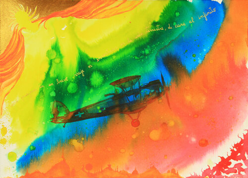 Como pasajeros en un breve viaje os encontráis en la vida terrestre, de cara al Infinito par Arturo Prins, Œuvre sur papier en vente sur Singulart