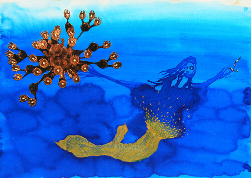 Cadenas de esclavitud, Sirena escandinava de Histeria, culo helado di Arturo Prins, Opera su carta in vendita su Singulart