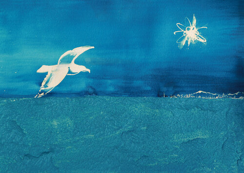 La mouette et le Deva du ciel sur la Côte d'Azur by Arturo Prins, Work on Paper for Sale on Singulart