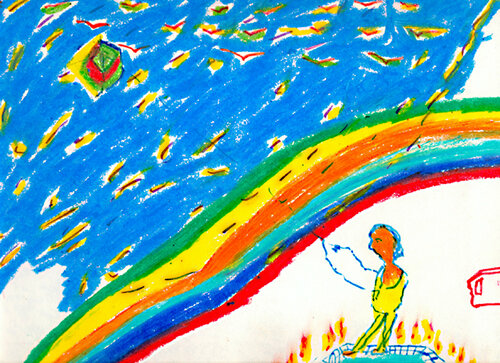 Taxista hindú remonta la cometa by Arturo Prins, Drawing for Sale on Singulart