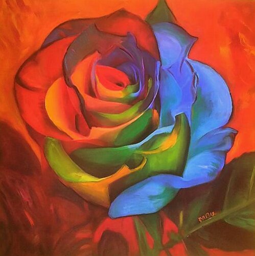 la rose en couleur van Daniel Burgraeve, Schilderij te koop op Singulart