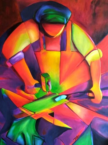 LE FORGERON. van Daniel Burgraeve, Schilderij te koop op Singulart