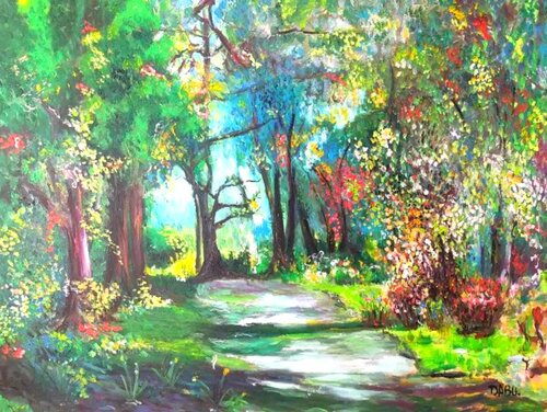 SOUS BOIS EN FLEURS. di Daniel Burgraeve, Pittura in vendita su Singulart