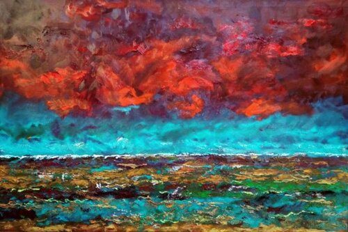 Tempête,Mer du Nord, von Daniel Burgraeve, Malerei kaufen auf Singulart