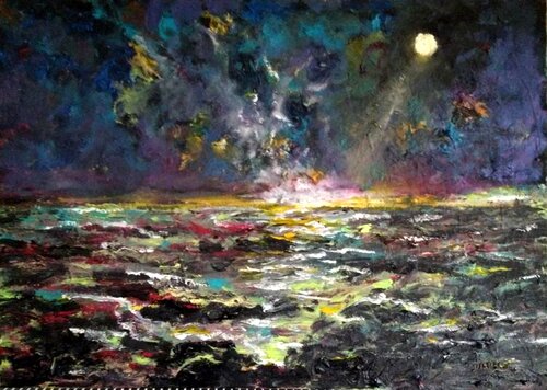 SOMBRE MER AVEC ÉCLAT DE LUMIÈRE von Daniel Burgraeve, Malerei kaufen auf Singulart