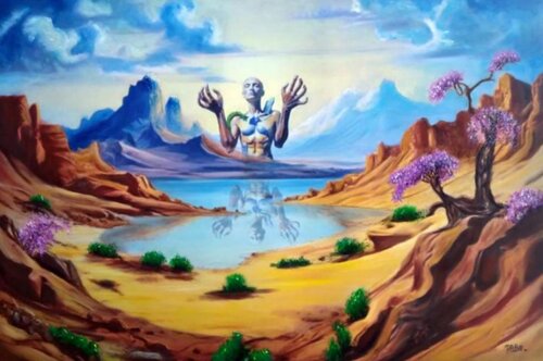 la quête intérieure dans un paysage harmonieux van Daniel Burgraeve, Schilderij te koop op Singulart