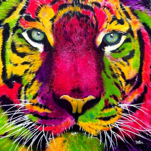 ANIMAUX, TIGRE... 1/10 di Daniel Burgraeve, Pittura in vendita su Singulart