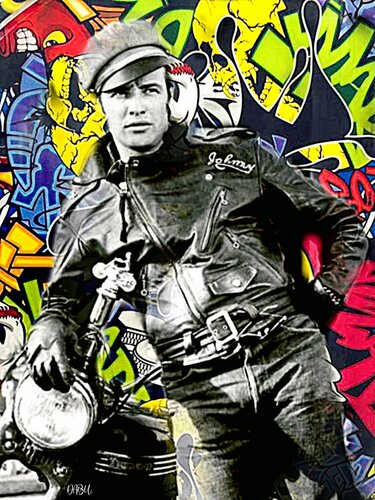 MARLON BRANDO. POP ART, STREET . GRAF.. di Daniel Burgraeve, Altri media in vendita su Singulart