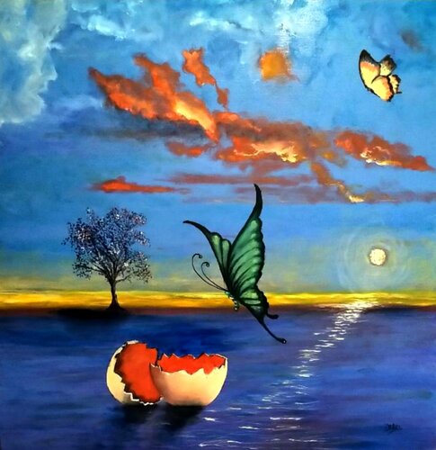 CYCLE DE LA VIE. SURRÉALISME di Daniel Burgraeve, Pittura in vendita su Singulart