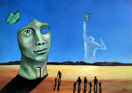 SURRÉALISME . QUI SUIS-JE . di Daniel Burgraeve, Pittura in vendita su Singulart